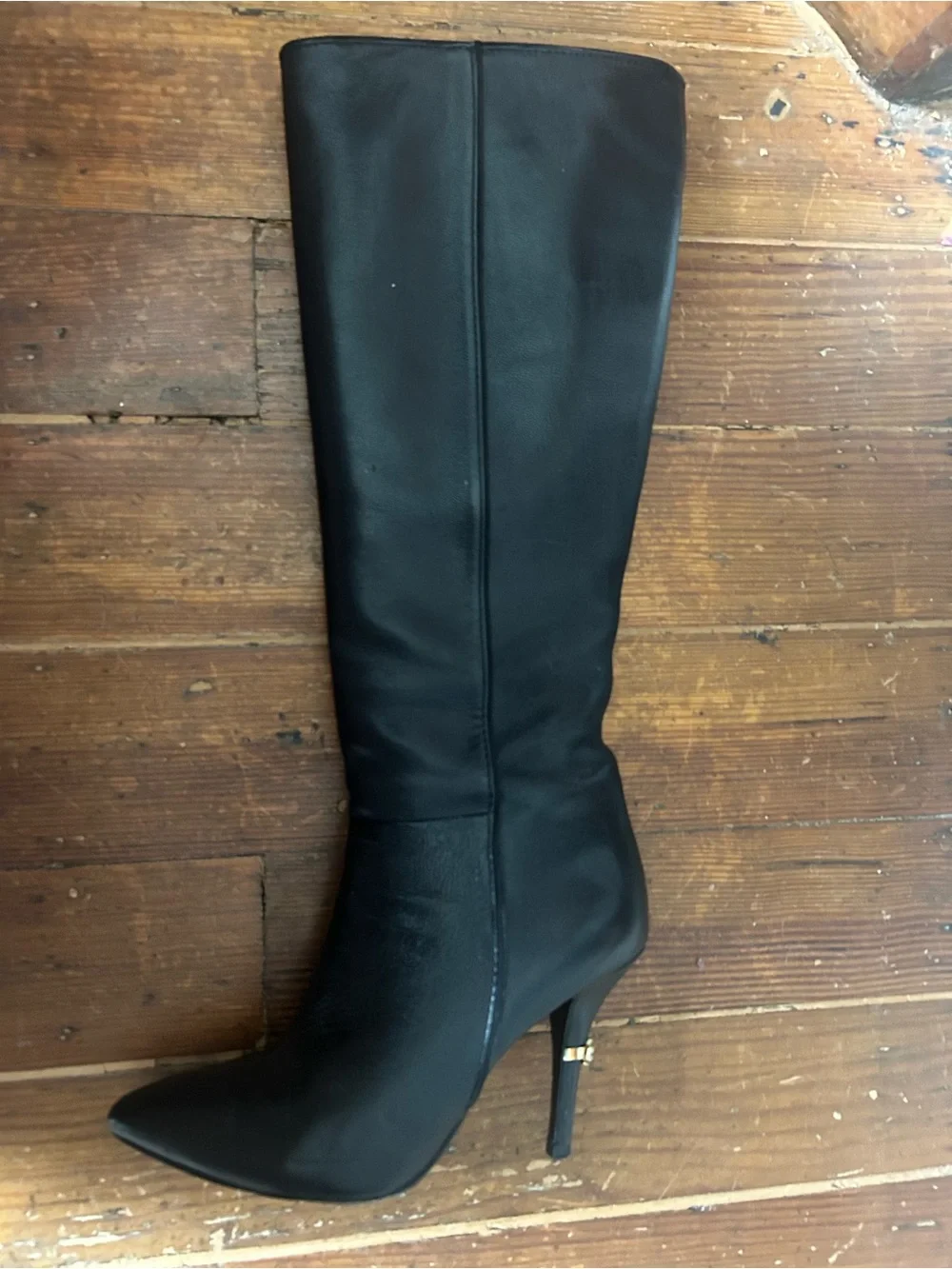 Tory Burch Black Leather Over-the-Knee Pointed Boots